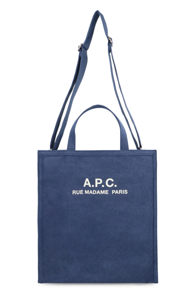Apc A.p.c. Recovery Logo Printed Shopping Bag In Denim