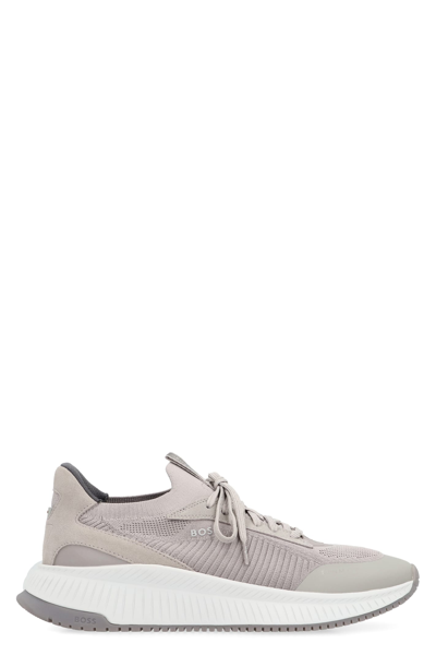 Shop Hugo Boss Sock Fabric Low-top Sneakers In Grey