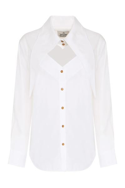 Shop Vivienne Westwood Heart Cotton Shirt In White