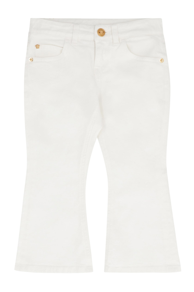 Young Versace Cotton Flared Jeans In White