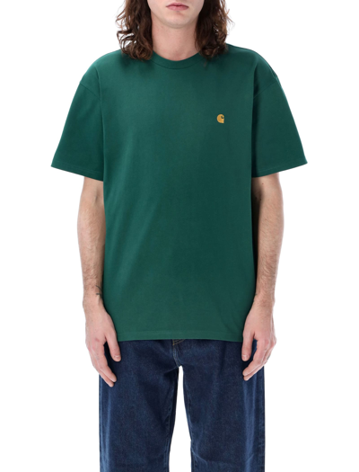 Shop Carhartt Chase S/s T-shirt In Chervil / Gold