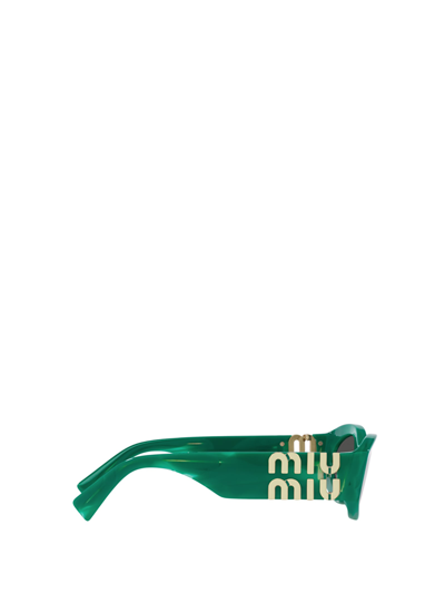 Shop Miu Miu Mu 11ws Green Sunglasses