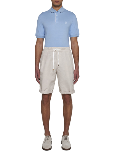 Shop Brunello Cucinelli Polo Shirt In Turchese + Off White + Perla