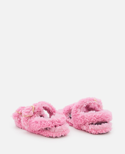 Shop Marni Fussbett 2 Buckles Shearling Sandals In Pink