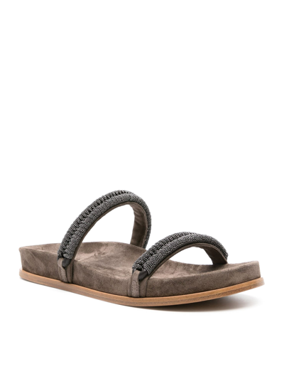 Shop Brunello Cucinelli Pair Of Slippers In Torba