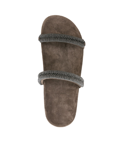 Shop Brunello Cucinelli Pair Of Slippers In Torba
