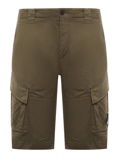 Shop C.p. Company Stretch Sateen Cargo Shorts In Ivy Green