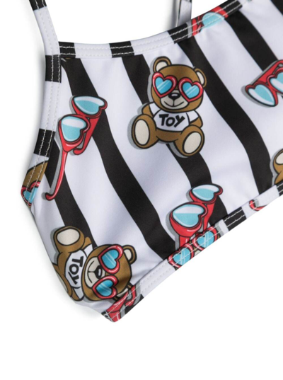 Shop Moschino Black And White Bikini With Teddy Bear Print In Techno Fabric Girl