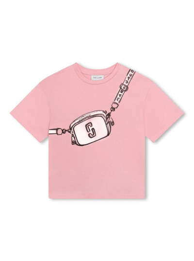 Shop Marc Jacobs Pink T-shirt With Bag Print At The Front In Cotton Girl