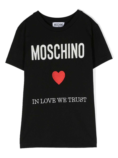 Shop Moschino Black T-shirt With Logo In Cotton Boy