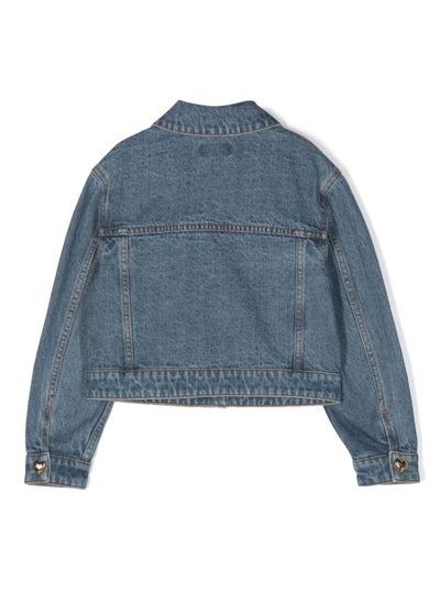Shop Moschino Blue Jacket With Heart-shaped Buttons Fastening In Denim Girl