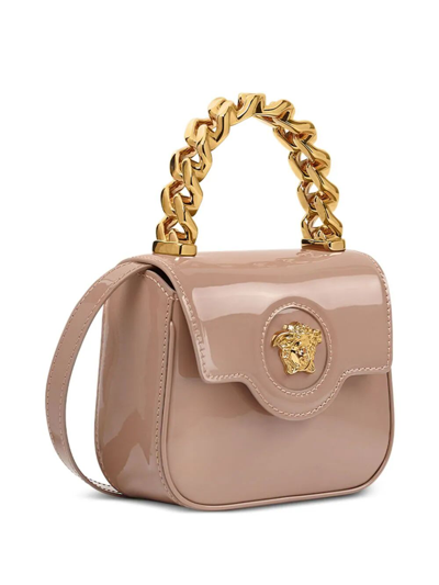 Shop Versace Mini Top Handle Calf Leather In V Blush  Gold