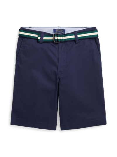 Shop Polo Ralph Lauren Blue Bermuda Shorts With Belt In Stretch Cotton Boy