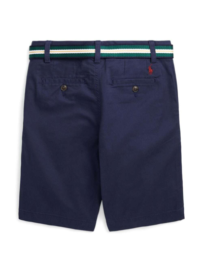 Shop Polo Ralph Lauren Blue Bermuda Shorts With Belt In Stretch Cotton Boy