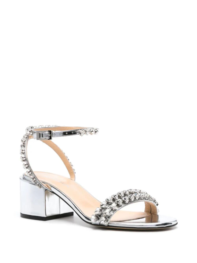Shop Mach &amp; Mach Audrey Crystal Round Toe Mirror Sandal In Silver