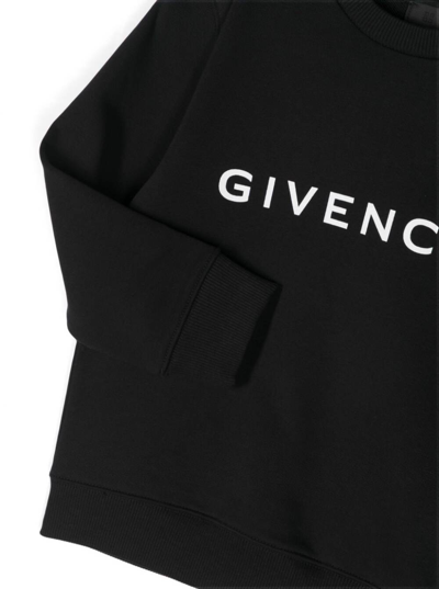 Shop Givenchy Black Crewneck Sweatshirt With Contrasting Logo Lettering In Cotton Boy