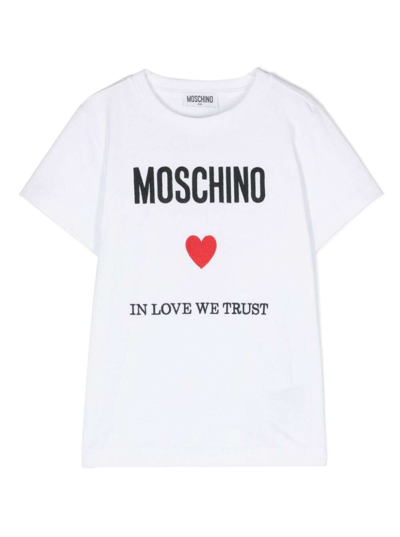 Shop Moschino White T-shirt With Logo In Cotton Boy
