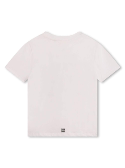 Shop Givenchy White Crewneck T-shirt With Contrasting Logo Print In Cotton Boy