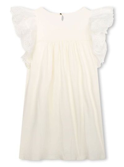 Shop Chloé Cream White Dress With Cap Sleeves In Cotton Girl