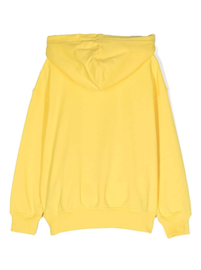 Shop Moschino Yellow Hoodie With Teddy Bear Print In Cotton Boy