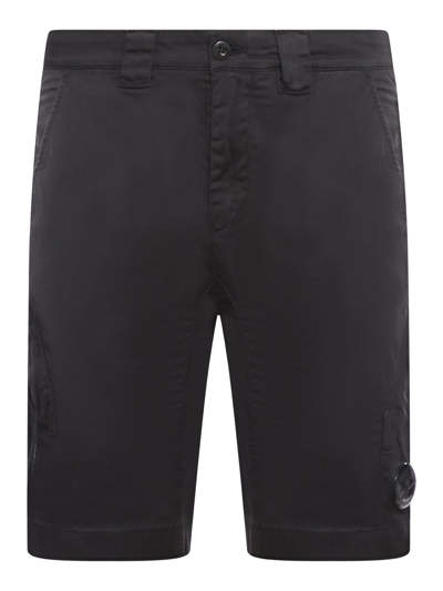 Shop C.p. Company Stretch Sateen Utility Shorts In Black