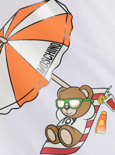 Shop Moschino White T-shirt With Teddy Bear Print In Cotton Boy