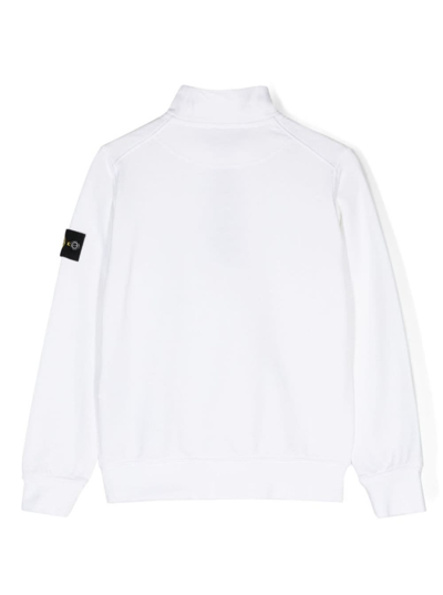 Shop Stone Island Junior White Sweatshirt With Zip In Cotton Boy