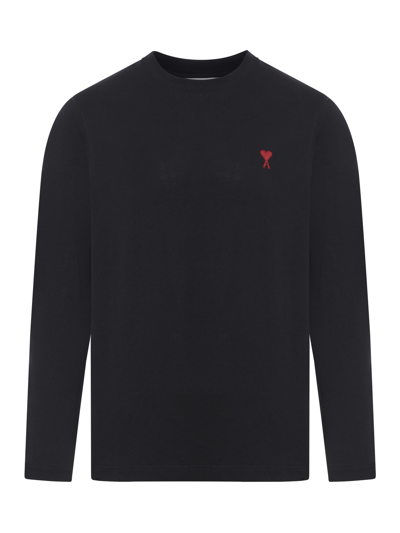 Shop Ami Alexandre Mattiussi Long Sleeves Adc Tshirt In Black