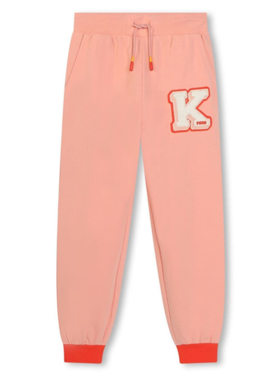 Shop Kenzo Pink Joggers Pants With Logo In Cotton Girl