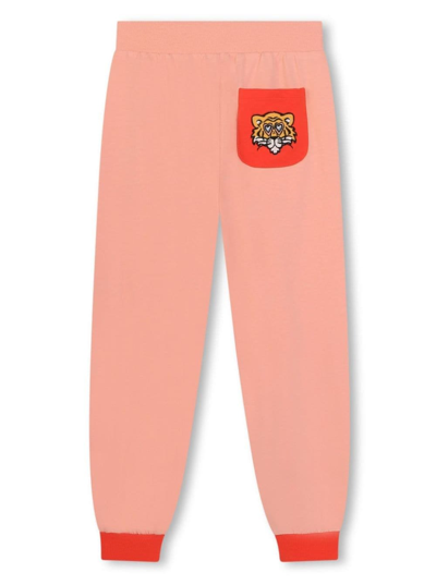 Shop Kenzo Pink Joggers Pants With Logo In Cotton Girl