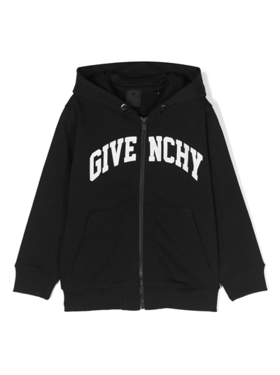 Shop Givenchy Black Hoodie With Contrasting Logo Lettering In Cotton Blend Boy