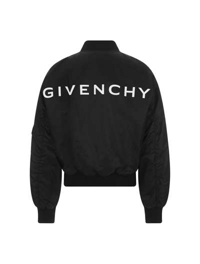 Shop Givenchy Nylon Bomber W/ Pocket On Left Sleeve In Black