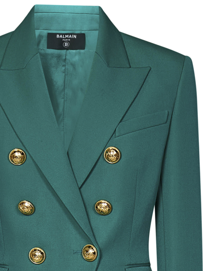 Shop Balmain Blazer In Green