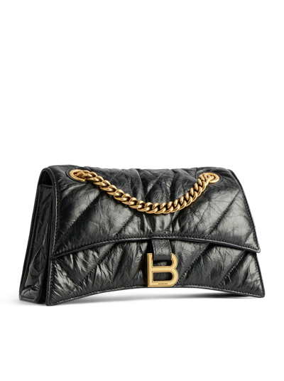 Shop Balenciaga Crush Ch Bag S Quilted Crushed Calf Ag In Black