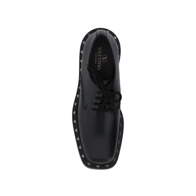 Shop Valentino Garavani Rockstud Derby Shoes In Black