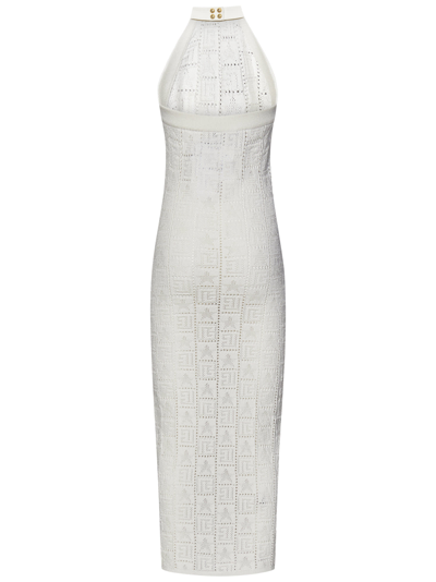 Balmain White Halter Midi Dress In White