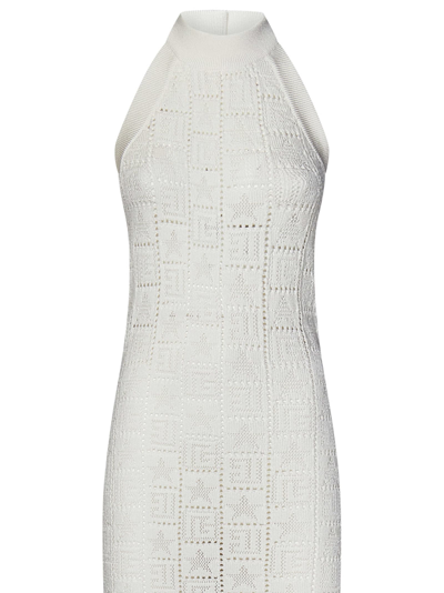 Balmain White Halter Midi Dress In White