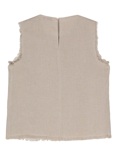 Shop Antonelli Adrien Sleeveless Top With Fringes In Sand