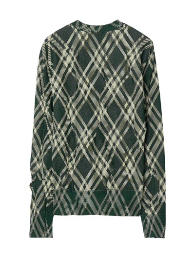 Burberry Check Cotton Blend Crinkled Sweater In Ivy Ip Check
