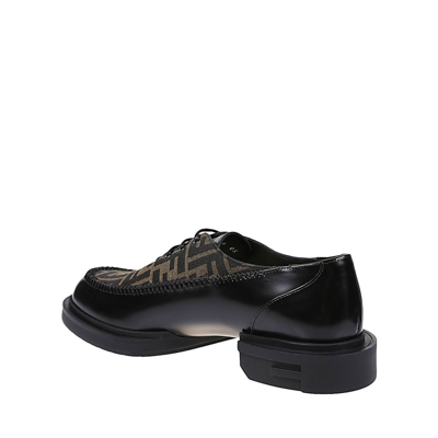 Shop Fendi Lace-up Logo Shoes In Black