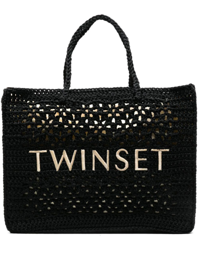 Shop Twinset Shopping Bag In Black