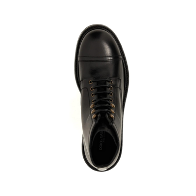 Shop Dolce & Gabbana Lace-up Leather Boots In Black