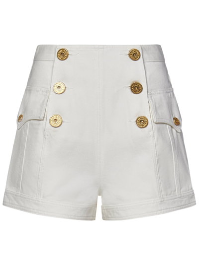 Shop Balmain Shorts In White