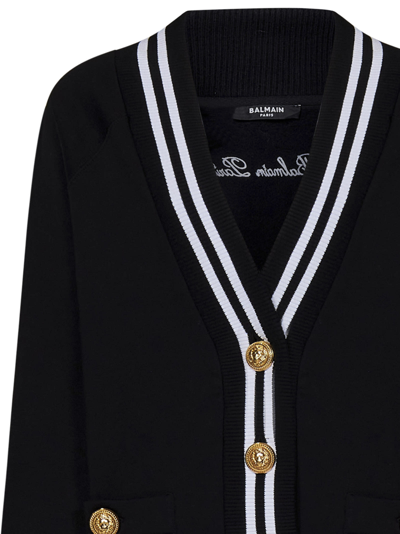 Shop Balmain Cardigan In Black