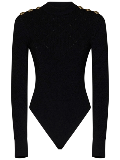 Shop Balmain Bodysuit In Black