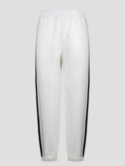 Shop Moncler Twill Jogging Trousers In White