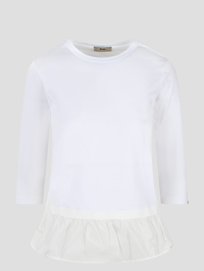 Shop Herno Chic Cotton Jersey And New Techno Taffetà Long-sleeved T-shirt In White