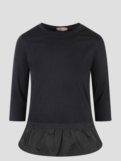 Shop Herno Chic Cotton Jersey And New Techno Taffetà Long-sleeved T-shirt In Black
