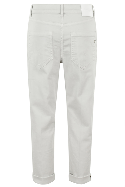 Dondup Cropped Cotton-blend Denim Jeans With Button Detailing In Grigio Chiaro