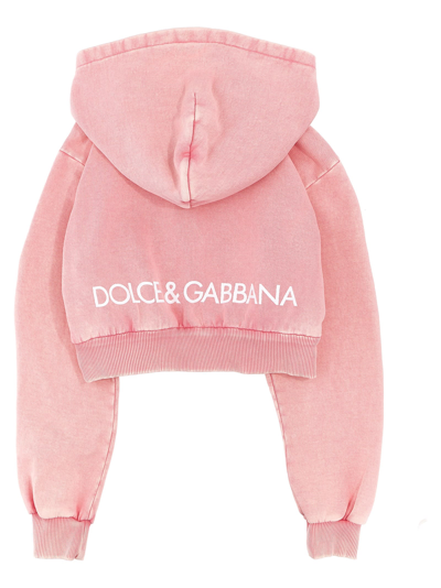 Shop Dolce & Gabbana Logo Print Hoodie In Pink